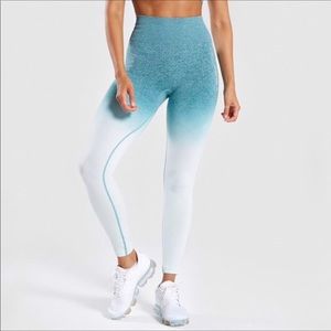 Gymshark ombré gradient colors turquoise aqua athletic leggings size S